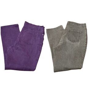 Lot Of 2 Gloria Vanderbilt Amanda Jeans Purple Tan Colored Denim Womens Size 16